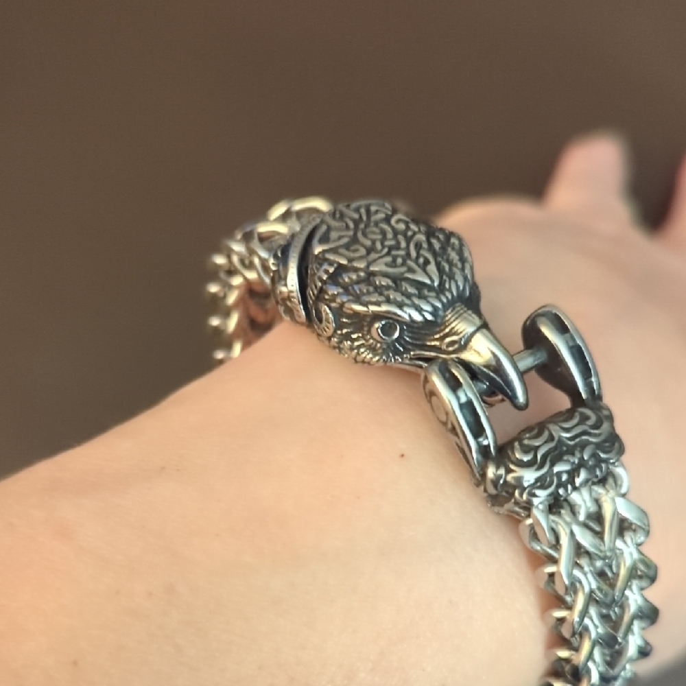 Silver Eagle Head Bracelet